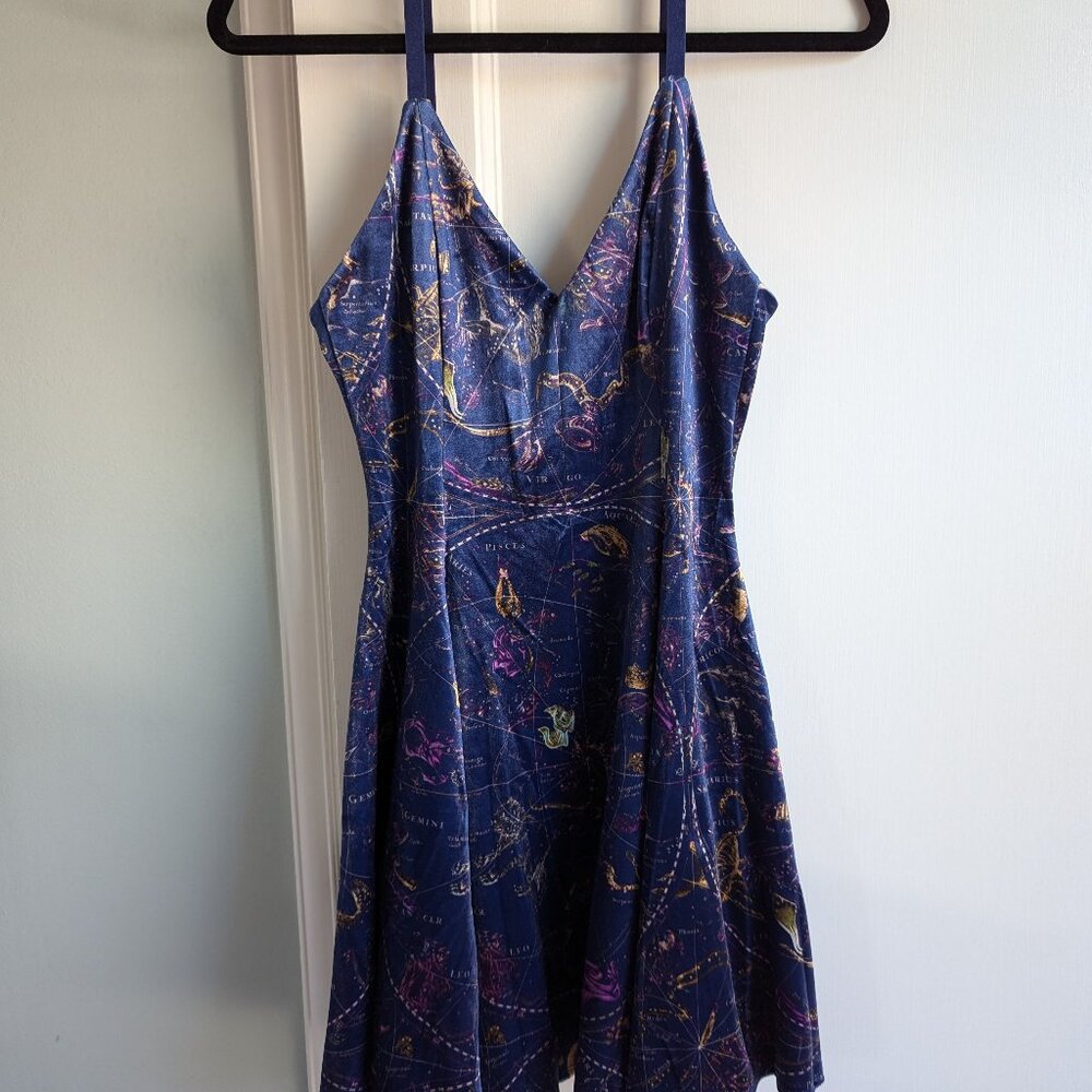 Planisphere Purple Velvet Mini Strappy Dress - M